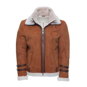 Hagan’s Tan Aviator Suede Shearling Jacket